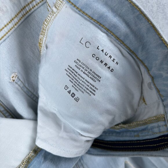 Lauren Conrad Straight Leg Jeans Womens Size 12 Crop Distressed Frayed Hem Blue - Picture 6 of 12